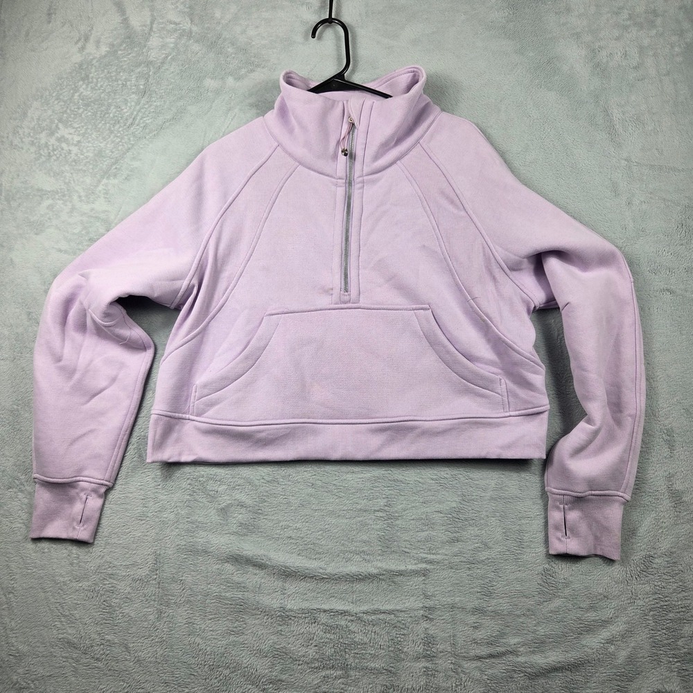 Lululemon Scuba Half Zip Hoodie Womens 8 Purple Excellent Cropped Pullover